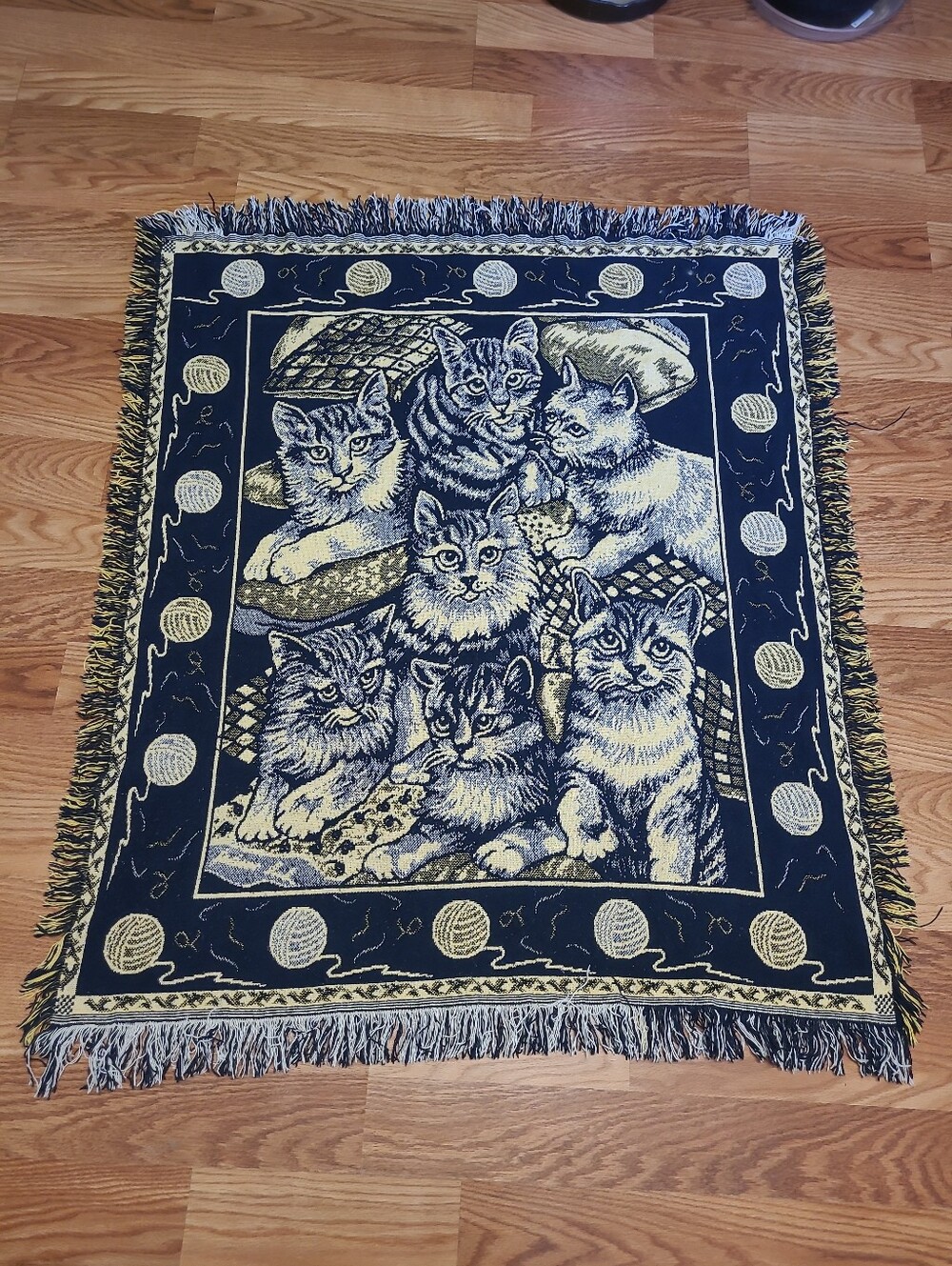 Cat‎ Pattern Accent Throw Pillow Cover - Navy and Cream